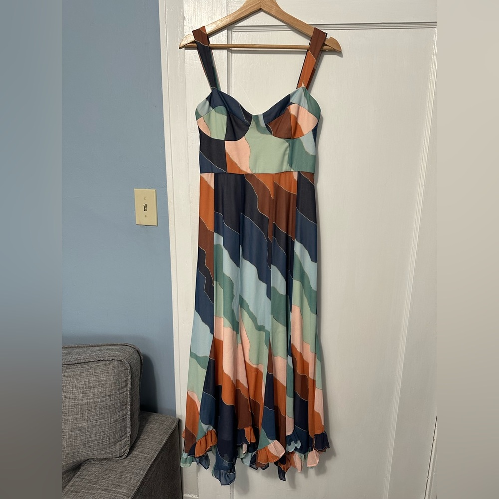 Hutch Anthropologie Ruffle Hem Midi Dress